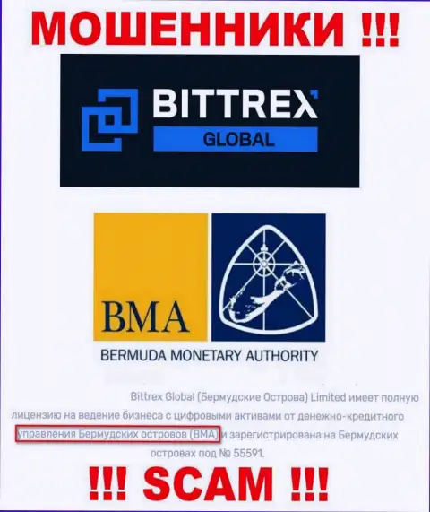 И контора Bittrex Global и ее регулятор: Управление денежного обращения Бермудских островов (BMA), являются ворами