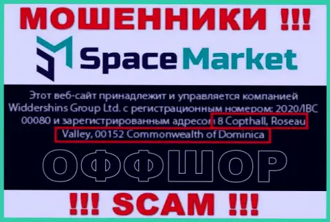 Очень рискованно совместно работать, с такими мошенниками, как контора Space Market, поскольку сидят себе они в оффшоре - 8 Coptholl, Roseau Valley 00152 Commonwealth of Dominica