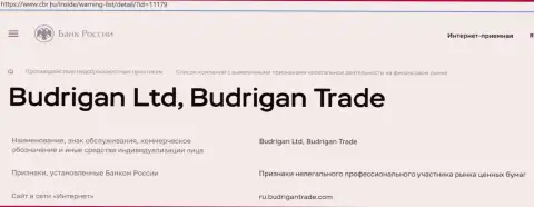 Мошенники BudriganTrade попали в черный список Центрального Банка Российской Федерации