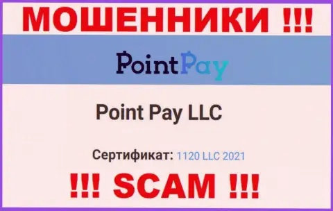 Регистрационный номер мошеннической конторы PointPay Io - 1120 LLC 2021