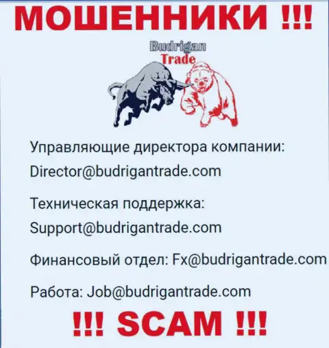 Не отправляйте письмо на адрес электронной почты Budrigan Ltd - это internet мошенники, которые сливают депозиты доверчивых клиентов