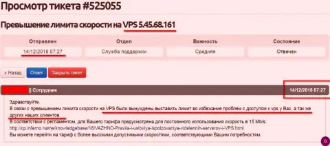 Веб-хостер заявил, что VPS сервера, где хостится web-портал ffin.xyz лимитирован в скорости
